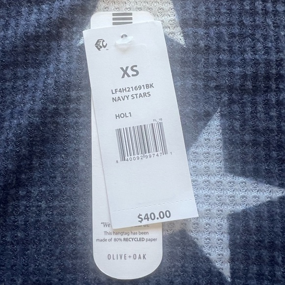 NWT Women's Olive & Oak Waffle Stars Long Sleeve Top MSRP $40 (A) - Picture 4 of 7